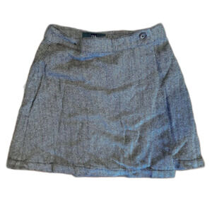 Vintage GAP Herringbone Mini Skirt Silk Blend Gray Brown Career Preppy 24 Waist